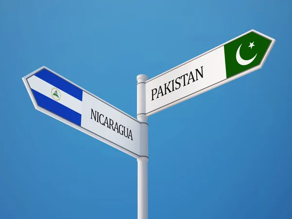 Pakistan Nicaragua Firmare Bandiere Concetto — Foto Stock