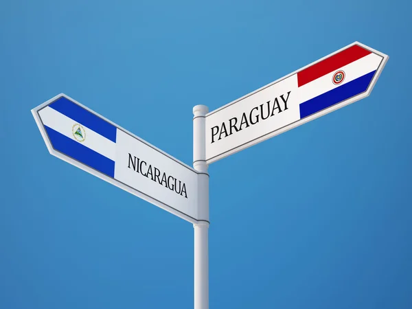 Paraguay Nicaragua Signer Drapeaux Concept — Photo