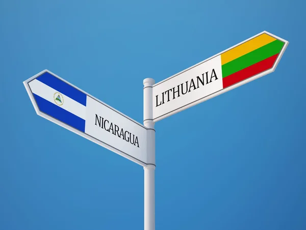 Lituania Nicaragua Firmare Bandiere Concetto — Foto Stock