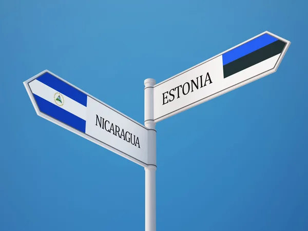 Estland Nicaragua Zeichen Flaggen Konzept — Stockfoto