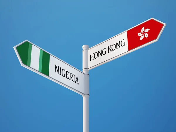 Nijerya Hong Kong Sign kavramı bayraklar — Stok fotoğraf