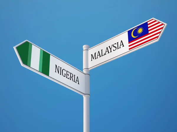 Nigéria Malásia Signo Bandeiras Conceito — Fotografia de Stock