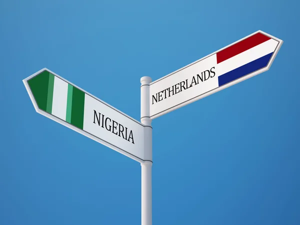 Nigéria Holanda Sinalização Bandeiras Conceito — Fotografia de Stock