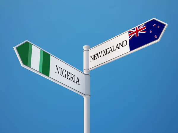 Nigeria Nueva Zelanda Signo Banderas Concepto —  Fotos de Stock