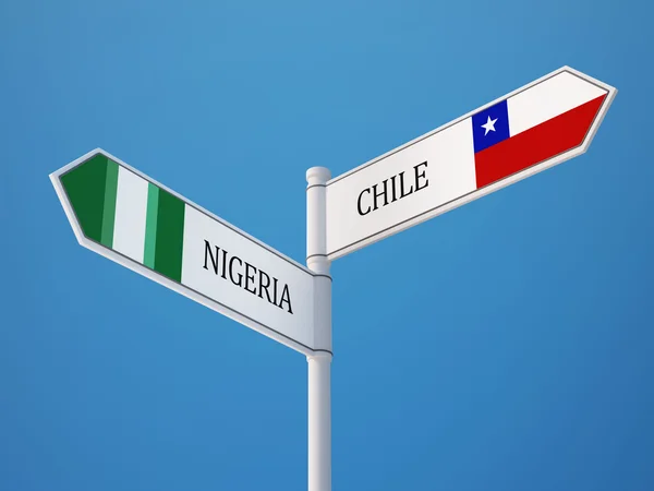 Chile Nigeria tecken flaggor koncept — Stockfoto