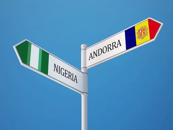 Andorra Nigeria tecken flaggor koncept — Stockfoto