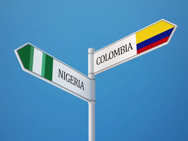 Colombia Nigeria Firma Concepto de Banderas —  Fotos de Stock