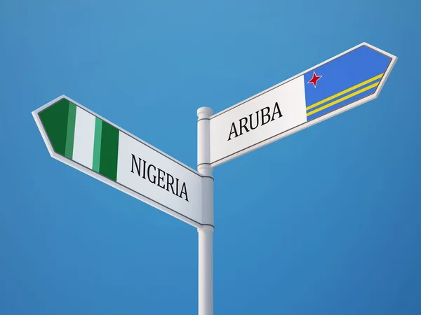 Concept de drapeaux de signe Aruba Nigeria — Photo
