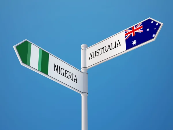 Austrália Nigéria sinal bandeiras conceito — Fotografia de Stock