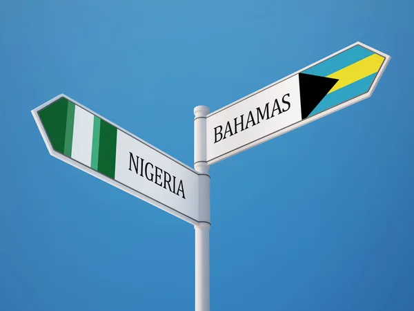 Bahamas Nigeria Sign Flags Concept — Stock Photo, Image