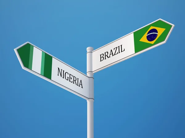 Brasile Nigeria Firmare Bandiere Concetto — Foto Stock