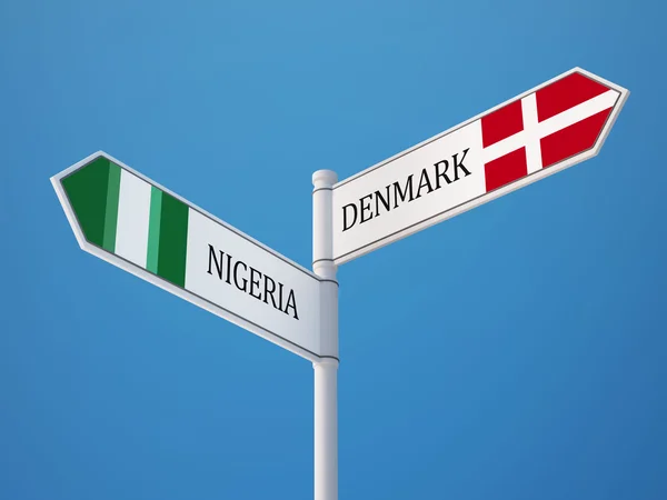 デンマーク ナイジェリア符号フラグ コンセプト — ストック写真