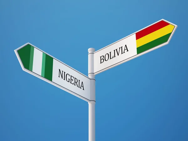 Bolivia Nigeria tecken flaggor koncept — Stockfoto