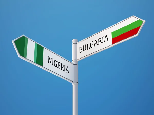 Bulgarien Nigeria Schild Flaggen-Konzept — Stockfoto