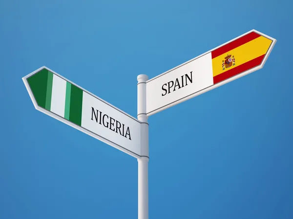 Spagna Nigeria Firmare Bandiere Concetto — Foto Stock