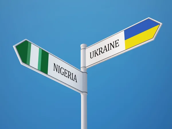 Ukraina Nigeria tecken flaggor koncept — Stockfoto