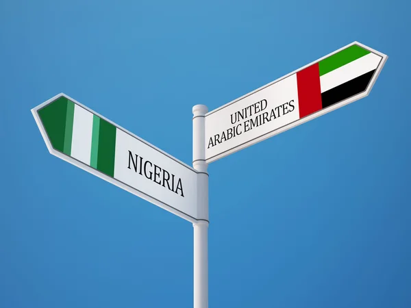 Förenade Arabemiraten Nigeria tecken flaggor koncept — Stockfoto