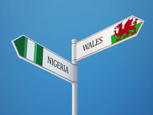 Wales Nigeria  Sign Flags Concept — Stock Photo, Image