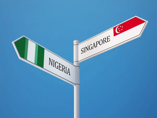 Singapore Nigeria  Sign Flags Concept — Stock Photo, Image