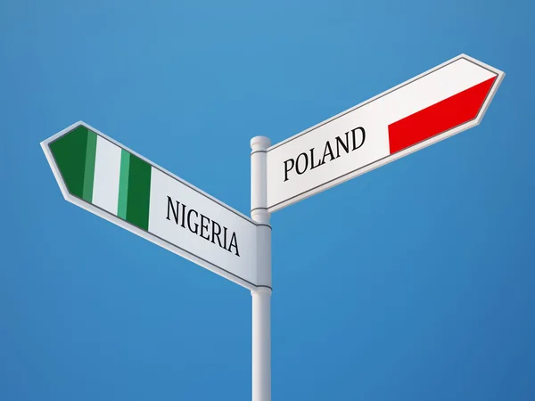 Polonia Nigeria Firmare Bandiere Concetto — Foto Stock