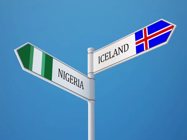 IJsland Nigeria teken vlaggen Concept — Stockfoto
