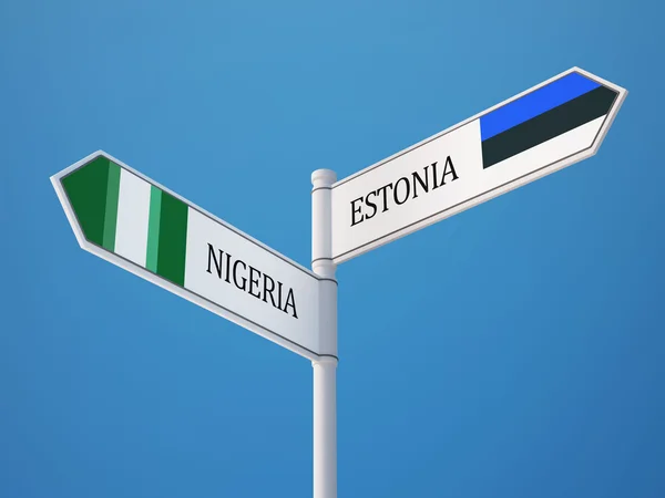 Estonia Nigeria Firmare Bandiere Concetto — Foto Stock