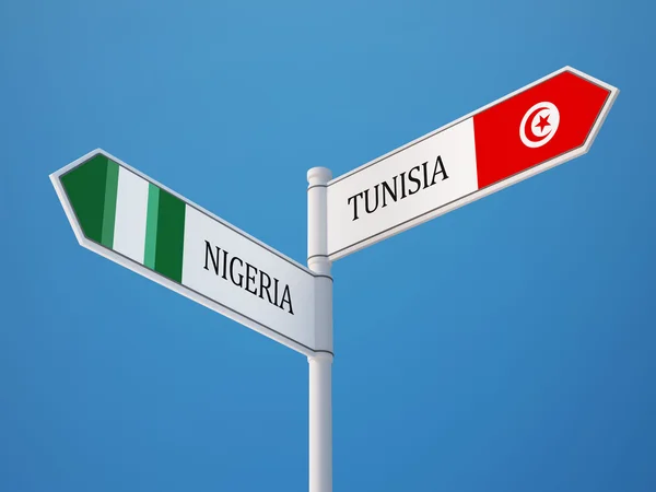 Tunísia Nigéria Signo Bandeiras Conceito — Fotografia de Stock