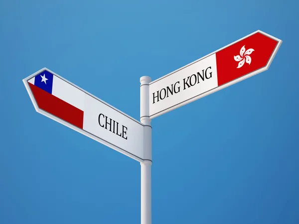 Chile Hong Kong Sign flaggor koncept — Stockfoto