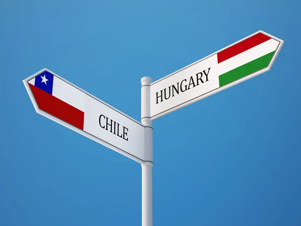 Chile Hungary  Sign Flags Concept — Stock Photo, Image