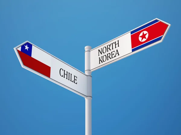 Chile Coreia do Norte Signo Bandeiras Conceito — Fotografia de Stock