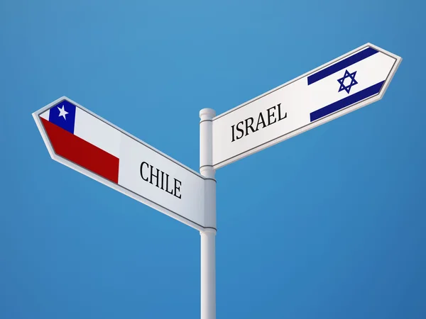 Chile Israel  Sign Flags Concept — Stock Photo, Image