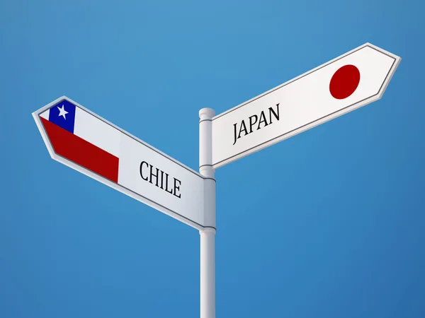 Chile Japón Firma Concepto de Banderas — Foto de Stock