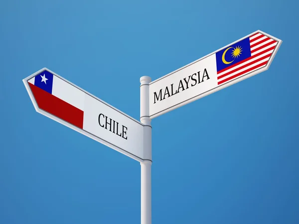 Chile Malaysia  Sign Flags Concept — Stock Photo, Image