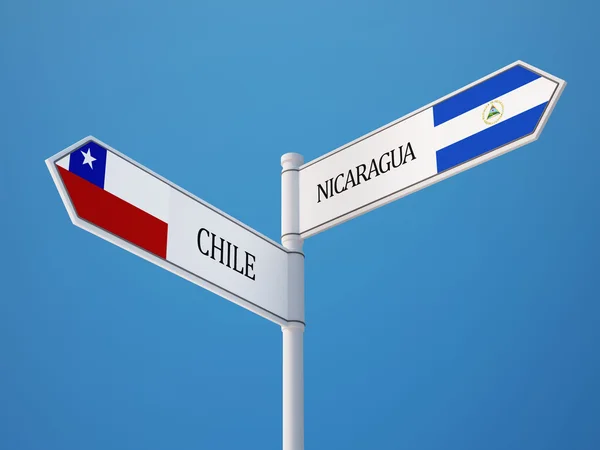 Chili Nicaragua Signer Drapeaux Concept — Photo