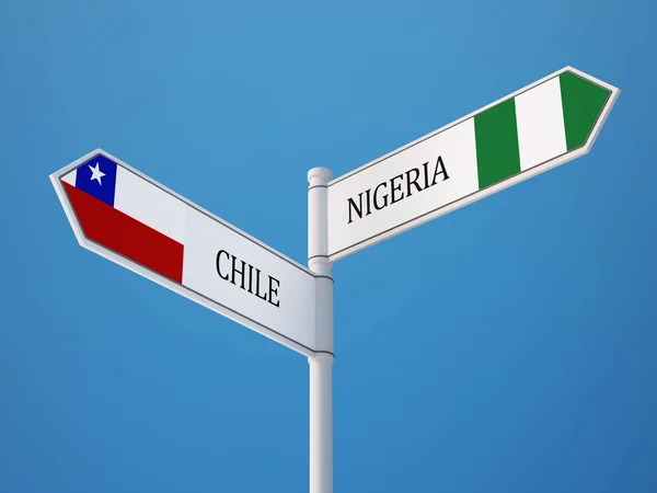 Chile Nigeria tecken flaggor koncept — Stockfoto