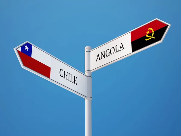 Angola Cile Firma Bandiere Concetto — Foto Stock