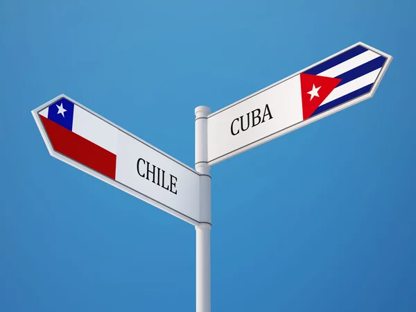 Κούβα Χιλή σημάδι σημαίες έννοια — Φωτογραφία Αρχείου