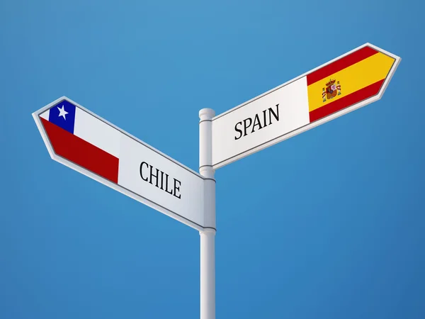 Spain Chile  Sign Flags Concept — Stock Photo, Image