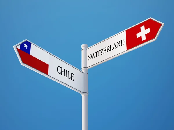 Suiza Chile Firma el concepto de banderas —  Fotos de Stock