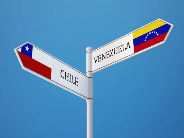 Conceito de bandeiras de sinais Venezuela Chile — Fotografia de Stock