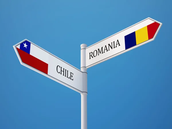 Romania Chile  Sign Flags Concept — Stock Photo, Image