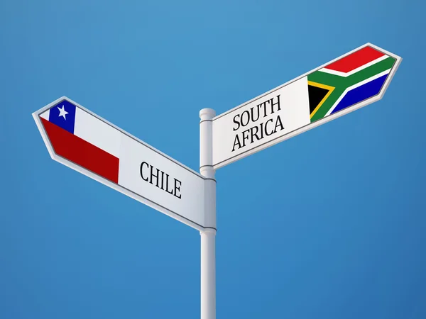 Afrique du Sud Chili Signer Drapeaux Concept — Photo