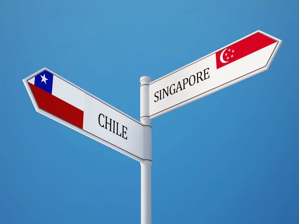 Singapur Şili işaret bayrakları kavramı — Stok fotoğraf