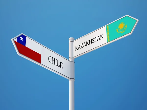 Kazachstán Chile znamení příznaky koncept — Stock fotografie