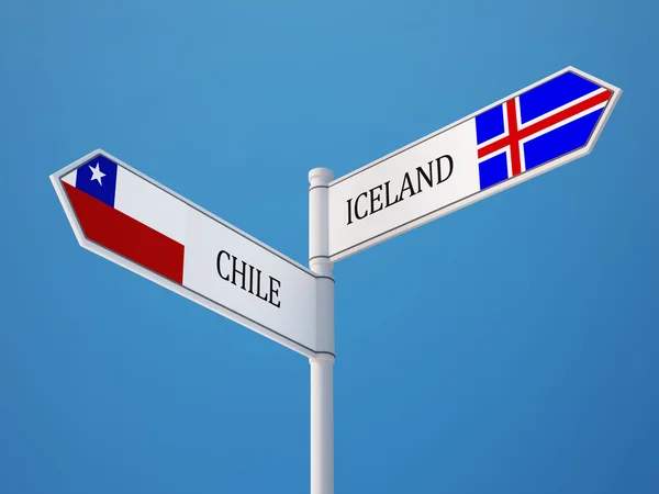 Islandia Chile Firma Concepto de Banderas —  Fotos de Stock