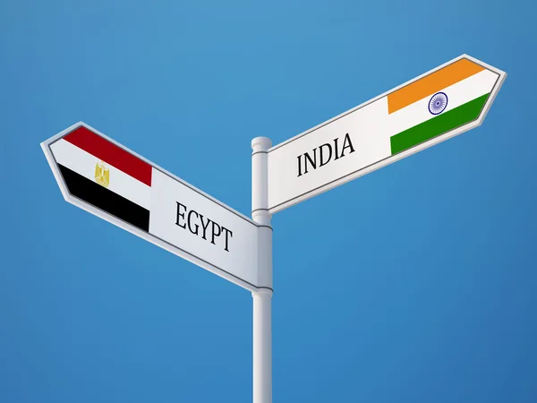 Egito Índia Sinalização Bandeiras Conceito — Fotografia de Stock