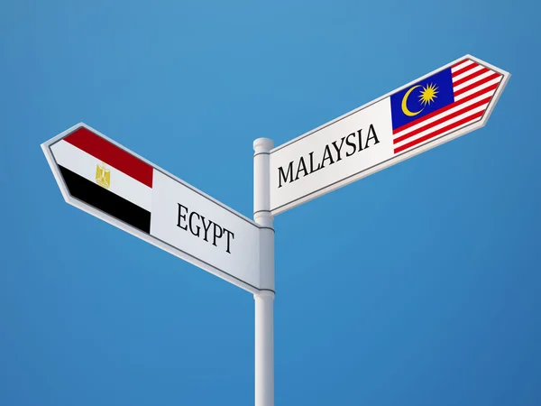 Egipto Malasia Sign Flags Concepto — Foto de Stock