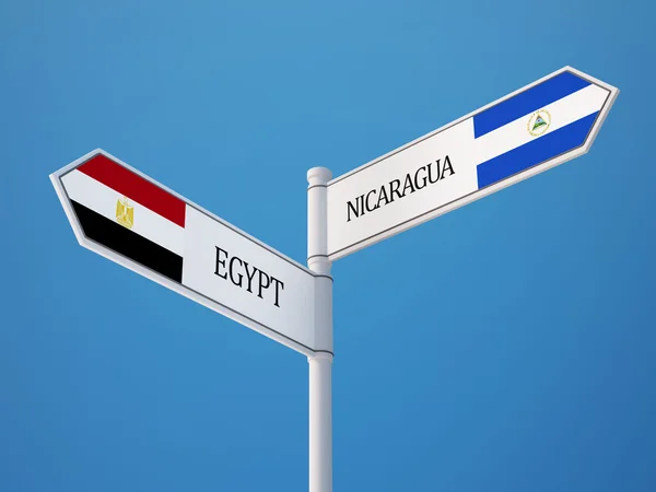 Египет Никарагуа подписал концепцию флагов — стоковое фото