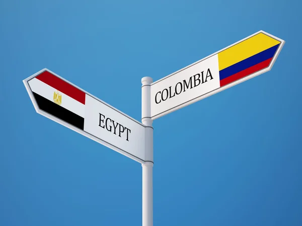 Colombia Egypt  Sign Flags Concept — Stock Photo, Image