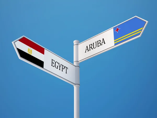 Aruba Egitto segno bandiere concetto — Foto Stock